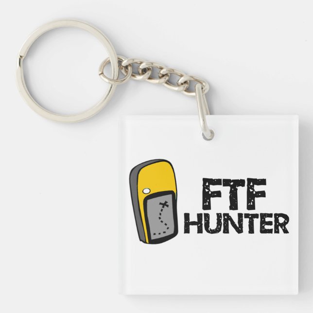 FTF-jägare Geocaching Keychain (Framsidan)