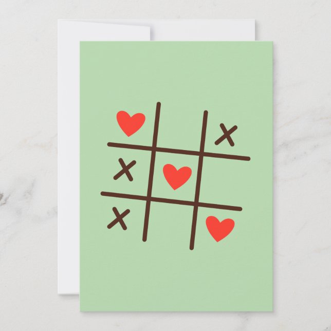 FTic Tac Toe Hearts Valentine Grelache Dankeskarte Tack Kort (Framsida)