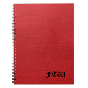 FTW monogram på Red Linen Struktur Photo Anteckningsbok Med Spiral