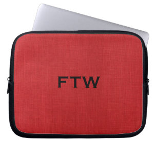 FTW monogram på Red Linen Struktur Photo Laptop Sleeve