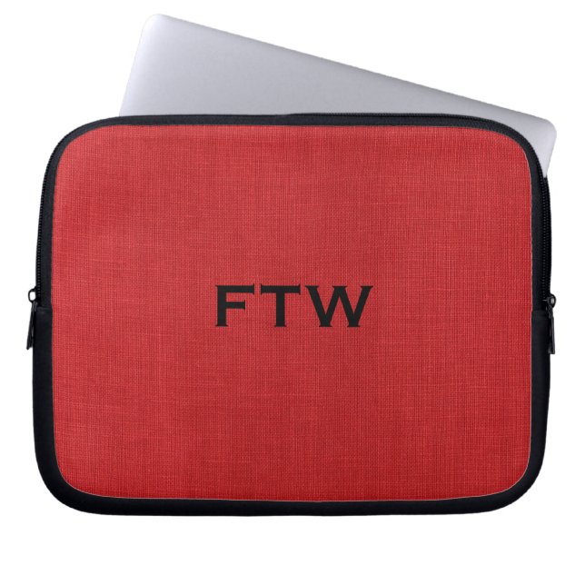 FTW monogram på Red Linen Struktur Photo Laptop Sleeve (Framsidan)
