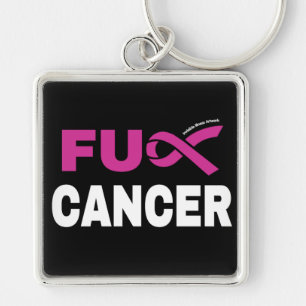 FU CANCER... bröstcancer Fyrkantig Silverfärgad Nyckelring