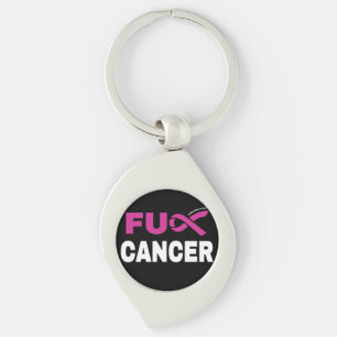FU CANCER ... bröstcancer Swirl Silverfärgad Nyckelring