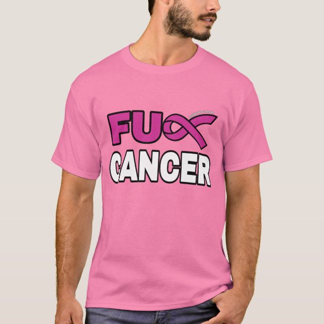 FU CANCER... bröstcancer T Shirt (Framsida)
