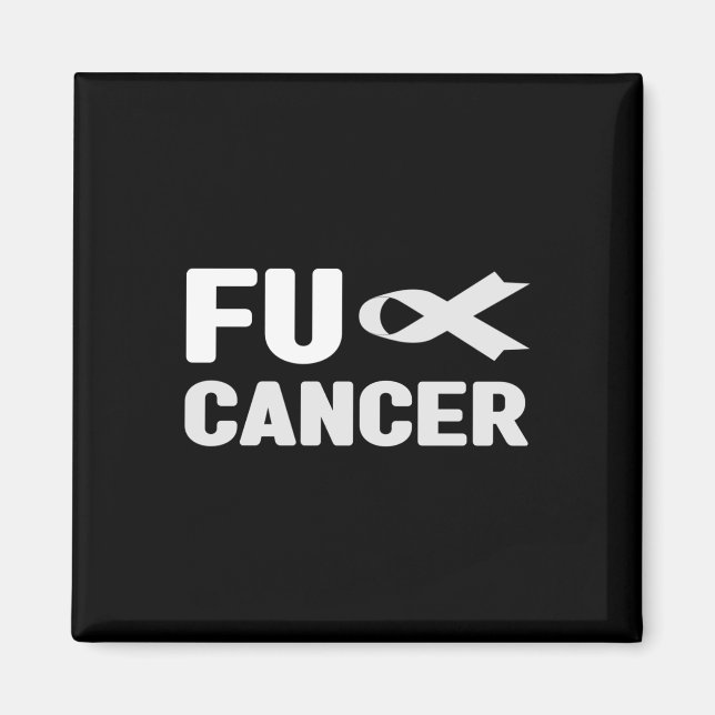 Fu Cancer T Shirt - White Ribbon, Fu Lung Cancer A Magnet (Framsidan)