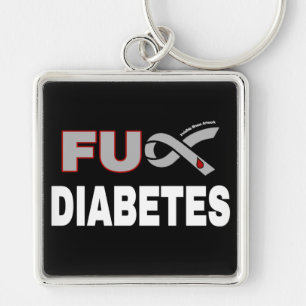 FU-diabetes Fyrkantig Silverfärgad Nyckelring