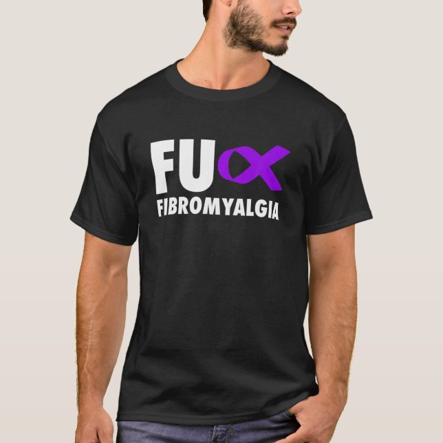 FU Fibromyalgia Lila Ribbon - Fibro T Shirt (Framsida)