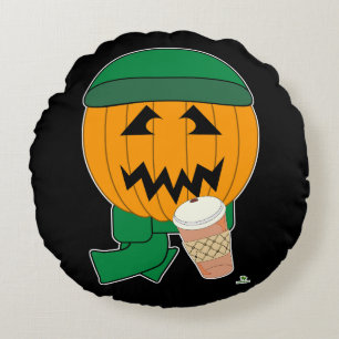 Fu Hipster Jack- o- lantern Coffee Roligt Hallowee Rund Kudde