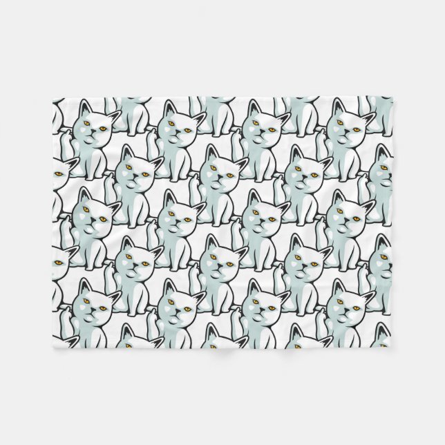 FU-kattens roliga handgest Fleecefilt (Framsidan (Horisontell))