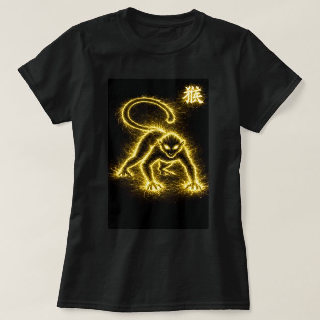 Fu kinesisk Zodiak År för apan 0046449 T Shirt (Design framsida)