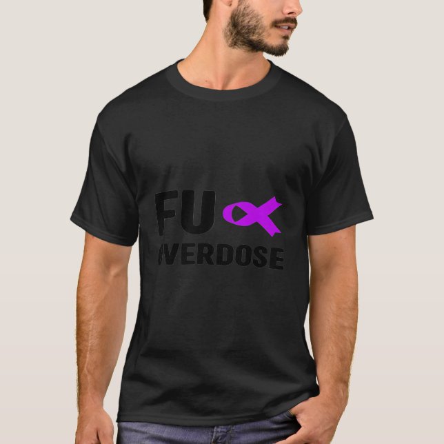 Fu Lila Ribbon Överdosering Medvetandegörare Stark T Shirt (Framsida)