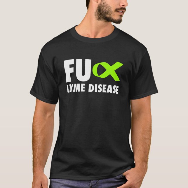 FU Lyme Disease Lime Green Ribbon - Lyme Disease T Shirt (Framsida)