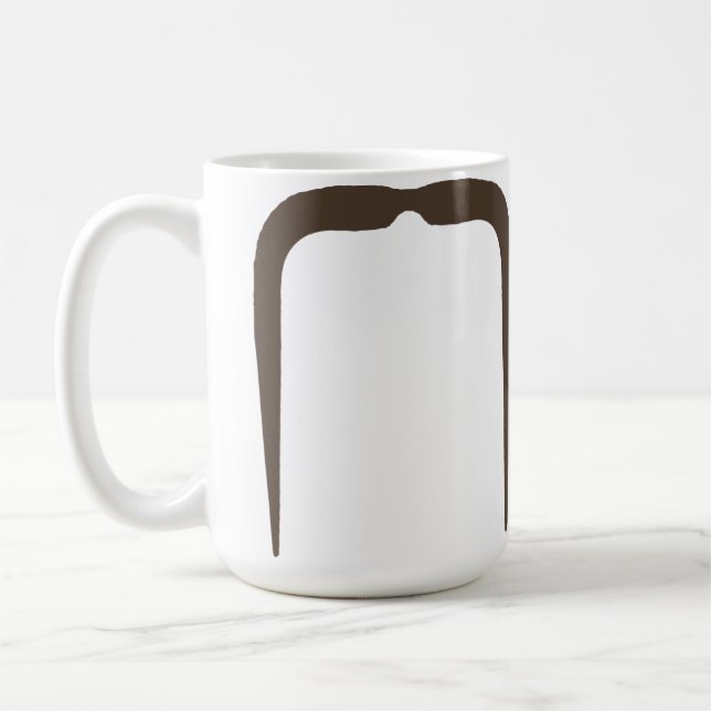 Fu Manchu mustasch i brunt Kaffemugg (Vänster)