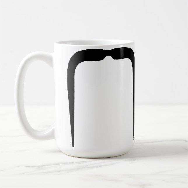 Fu Manchu mustasch i svart Kaffemugg (Vänster)