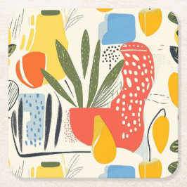 Fuavism Stil Vibrant Färg Garden Pot Underlägg Papper Kvadrat