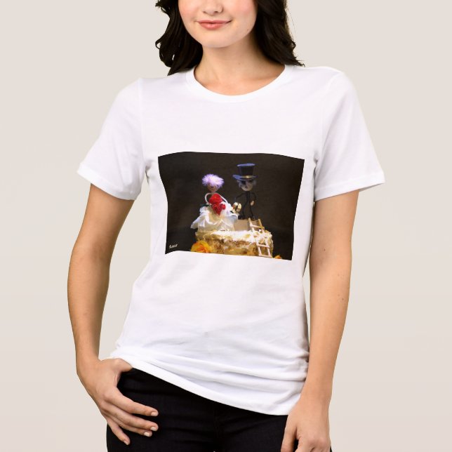 Fubby bruidspaartje op taart. t shirt (Framsida)