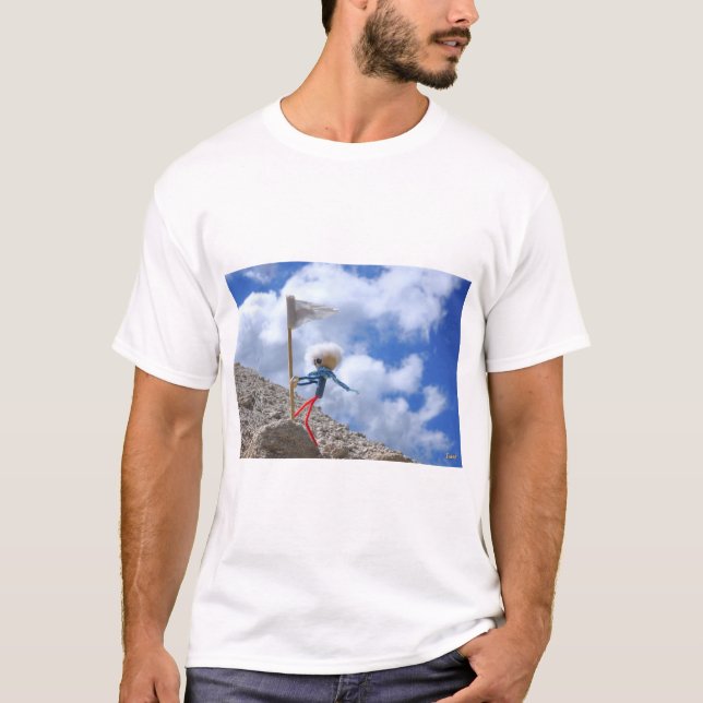 Fubby die de witte vlag plaatst op de berg. t shirt (Framsida)