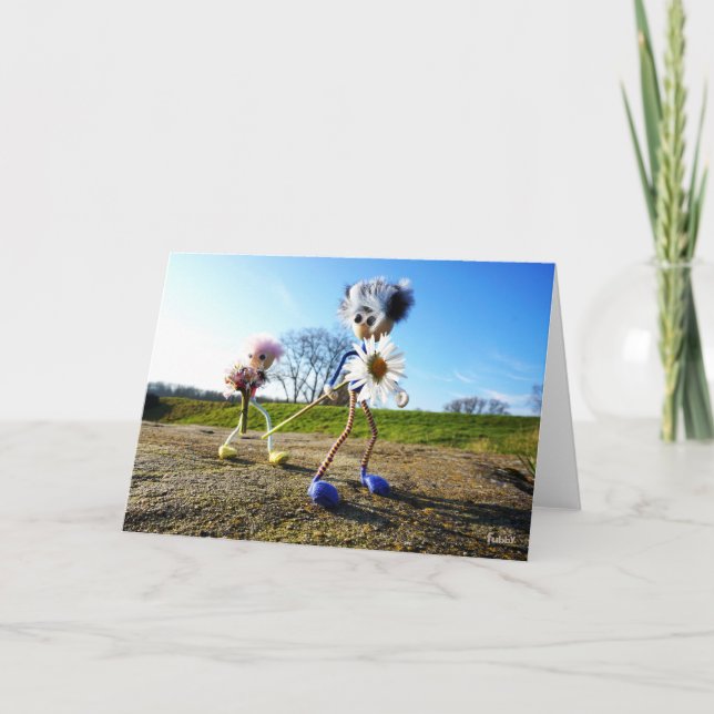 Fubby die madeliefjes plukken. tack kort (Framsida)