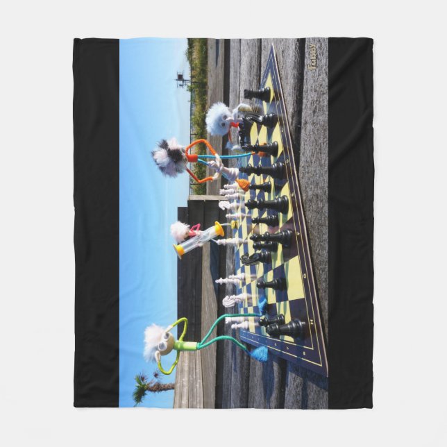 Fubby die schaakspel spelen. fleecefilt (Framsidan)