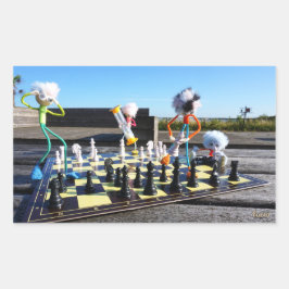 Fubby die schaakspel spelen. rektangulärt klistermärke