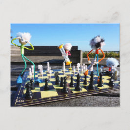 Fubby die schaakspel spelen. vykort