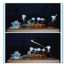 Fubby die slagbal spelen met mais/popcorn.