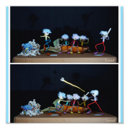 Fubby die slagbal spelen met mais/popcorn. fototryck