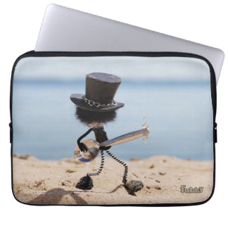 Fubby gitarist met look alike Slash hoed. Laptop Fodral