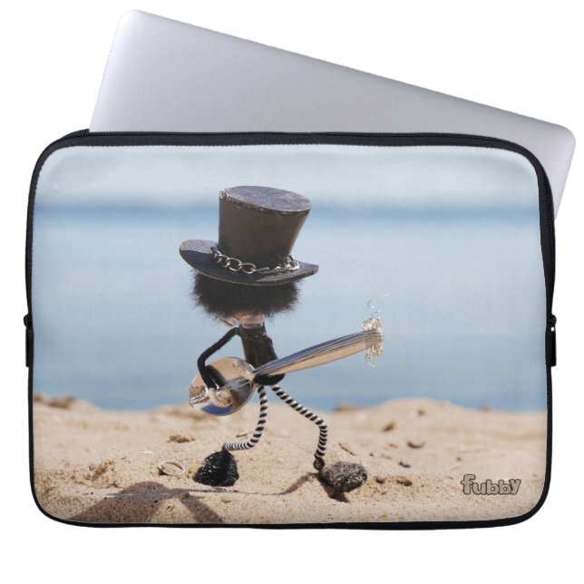Fubby gitarist met look alike Slash hoed. Laptop Fodral (Framsidan)