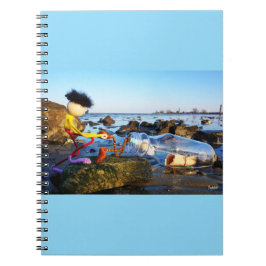 Fubby met flessenpost aan de kust. anteckningsbok