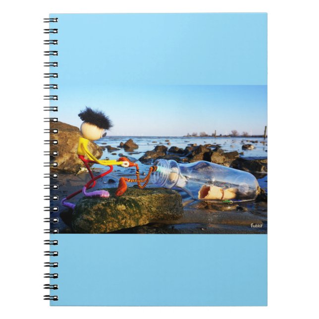 Fubby met flessenpost aan de kust. anteckningsbok (Framsidan)