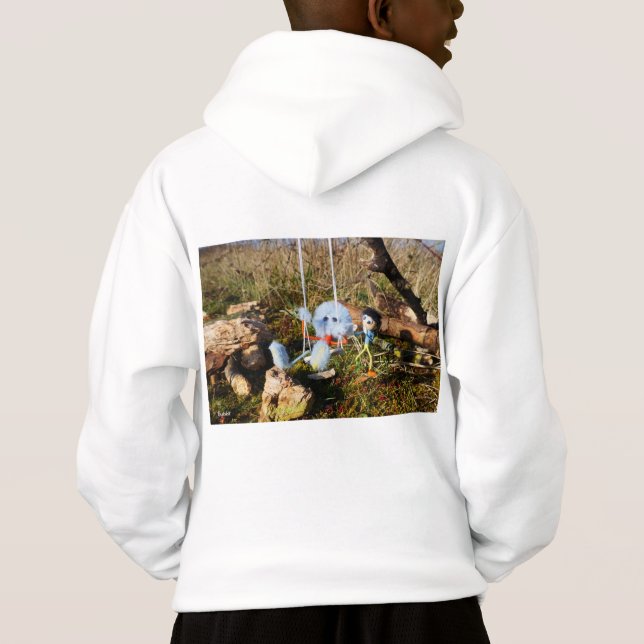 Fubby monster op de schommel. t shirt (Baksida)