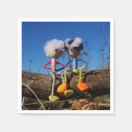 Fubby paartje dat romantisch verliefd zitten. pappersservett