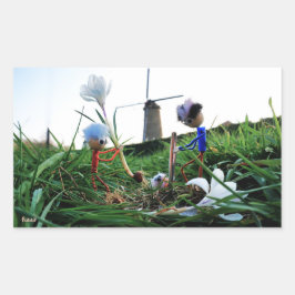 Fubby's bij een molen planten een krokus bol. rektangulärt klistermärke