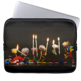 Fubby's die feestelijk met kaarsjes lopen, grappig laptop fodral