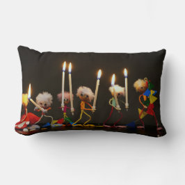 Fubby's die feestelijk met kaarsjes lopen, grappig lumbarkudde