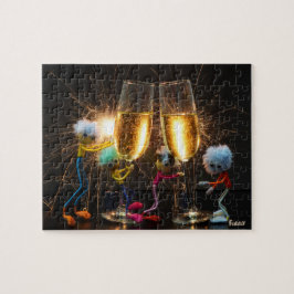 Fubby's die feestelijk proosten met vuurwerk. pussel