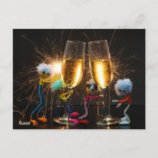 Fubby's die feestelijk proosten met vuurwerk. vykort