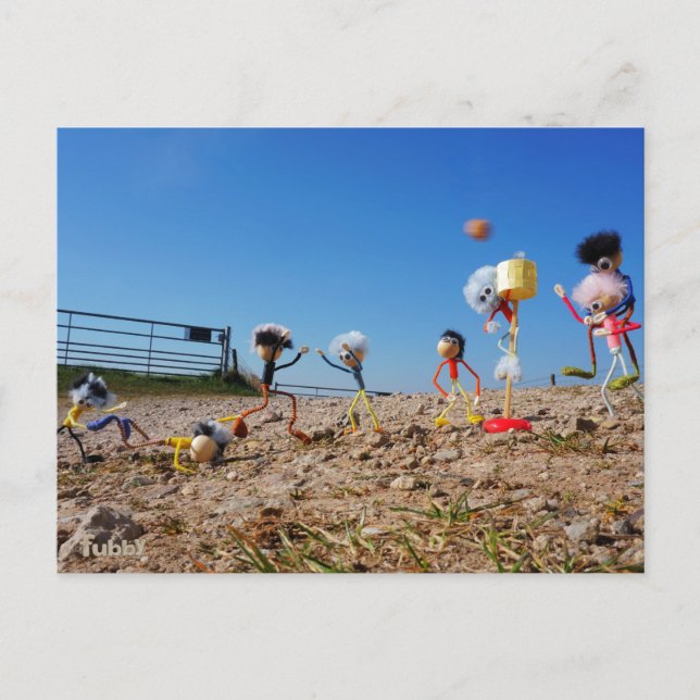 Fubby's die korfballen, winnen of verliezen. vykort (Framsida)