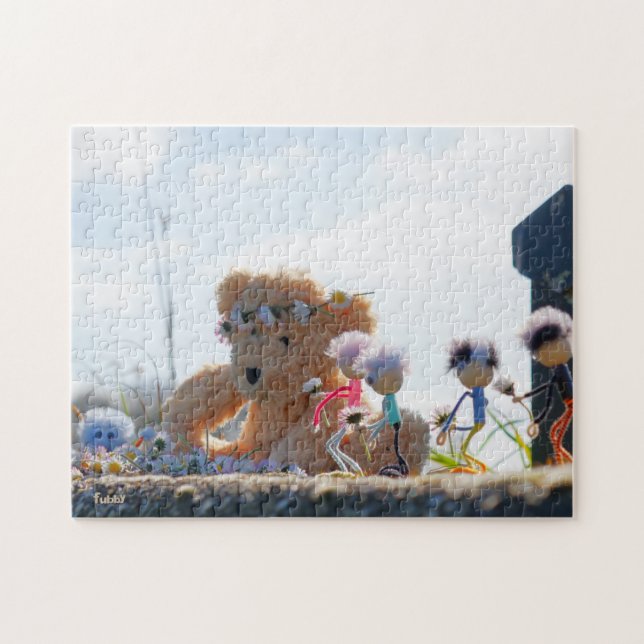 Fubby's die madeliefjes naar een Beer brengen. Pussel (Horisontell)