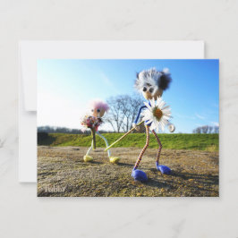 Fubby's in natuur met madeliefjes. vykort
