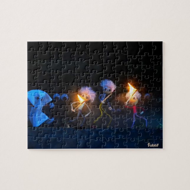 Fubby's op spooktocht, halloween grap. pussel (Horisontell)