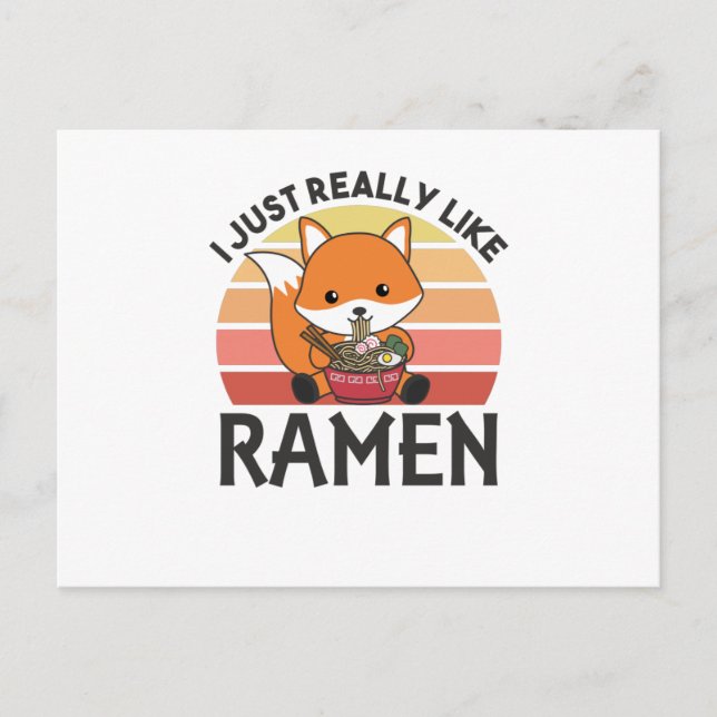 Fuchs Jag Gillar Riktigt Mycket Ramen Söt Kawaii N Vykort (Framsida)