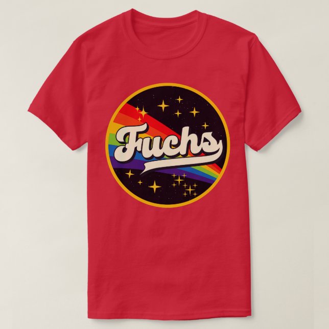 Fuchs Rainbow i Space Vintage Stil T Shirt (Design framsida)