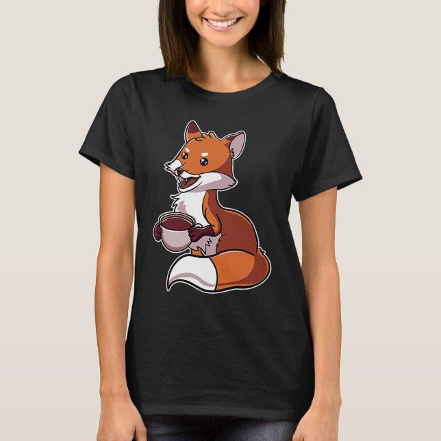 Fuchs Rotfuchs som dricker kaffebönor T Shirt (Framsida)