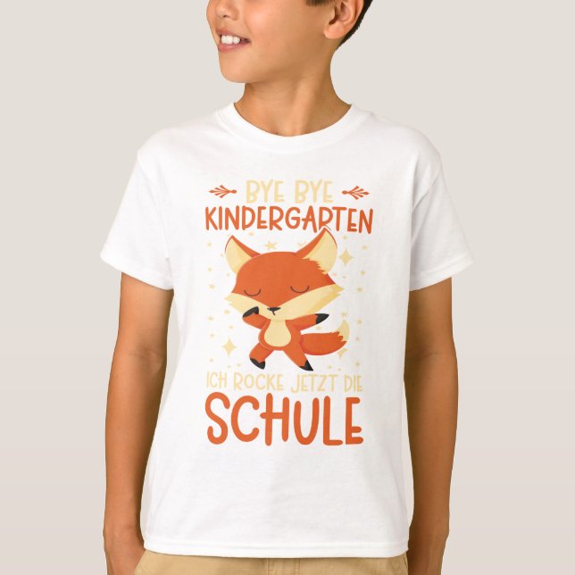 Fuchs Schulkind Jungen Mädchen Schulanfang T Shirt (Framsida)