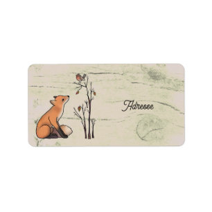Fuchs und Rotkehlchen Adressetikett
