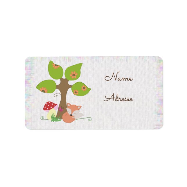 Fuchs unterm Baum Adressetikett (Framsidan)