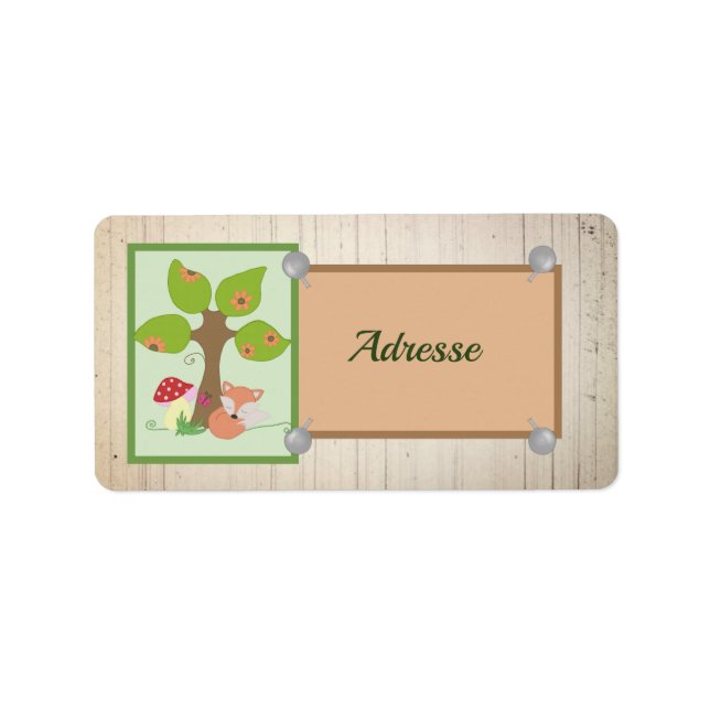 Fuchs unterm Baum Adressetikett (Framsidan)