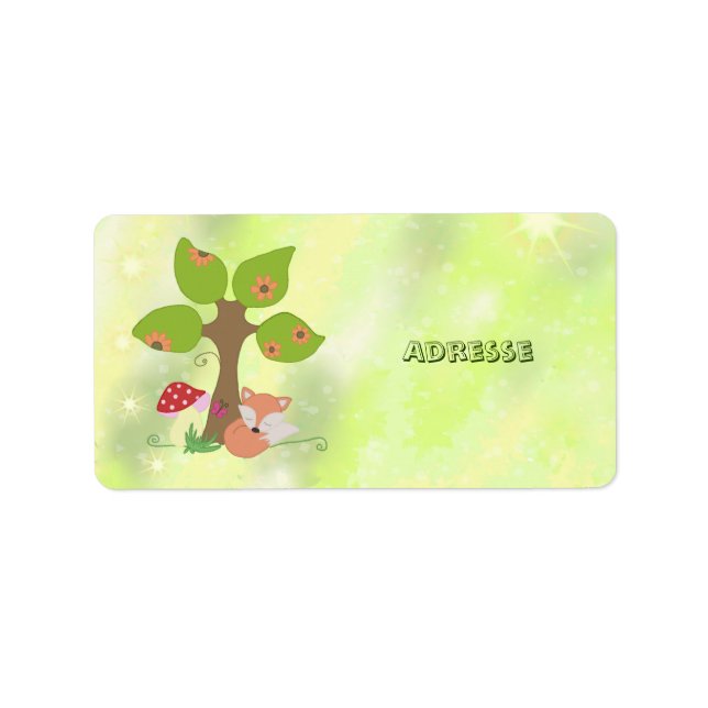 Fuchs unterm Baum Adressetikett (Framsidan)